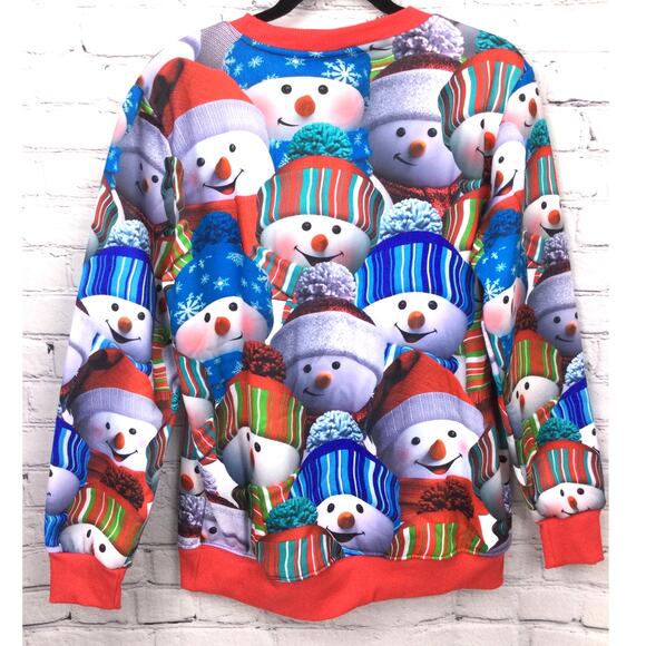Threadcraft Crewneck Snowman Graphic Fleece Lined Christmas Sweatshirt M - Picture 3 of 11